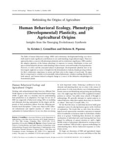 Science / Selection / Developmental biology / Interdisciplinary fields / Genetics / Evolutionary developmental biology / Human behavioral ecology / Phenotypic plasticity / Kristen Gremillion / Biology / Evolutionary biology / Philosophy of biology