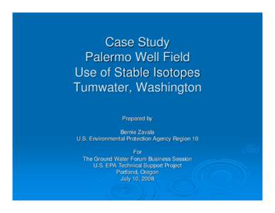 Case Study: Palermo Well Field Use of Stable Isotopes, Tumwater, Washington