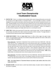 NATIONAL TOURNAMENT RULES
