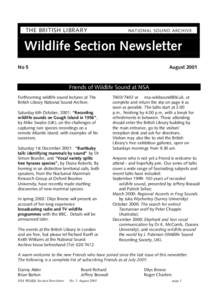 WILDLIFE SECTION Newsletter