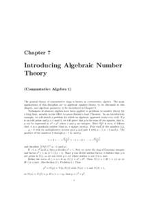 Chapter 7  Introducing Algebraic Number Theory (Commutative Algebra 1)