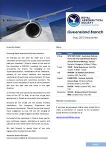 MAY[removed]Queensland Branch May 2013 Newsletter  From the Editor