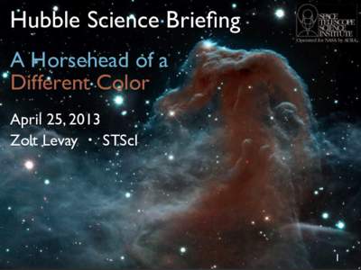 Hubble Science Brieﬁng A Horsehead of a Different Color April 25, 2013 Zolt Levay ・ STScI