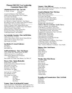Pleasant Hill UMC Lay Leadership Committee Report 2014 Administrative Board Chair: Sue Cook A. Board, At Large: Tony Carnes Joy Pettit