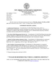 NEW JERSEY LAW REVISION COMMISSION Vito A. Gagliardi, Jr., Chairman Peter J. Barnes III Andrew O. Bunn Albert Burstein John J. Farmer, Jr.