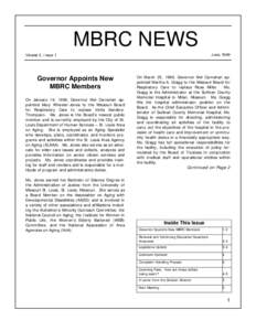 MBRC NEWS June, 1999 Volume 2, Issue 1  Governor Appoints New