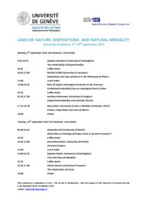 PROGRAMME Laws of Nature, Dispositions and Natural Modality (dernière version)