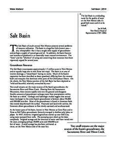 Water Matters!  Salt Basin | 27-1 “The Salt Basin is a misleading