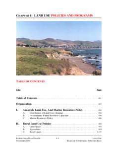 CHAPTER 4: LAND USE POLICIES AND PROGRAMS  TABLE OF CONTENTS Page  Title