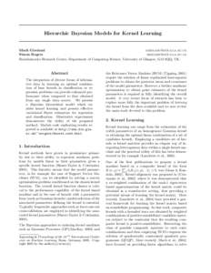 Hierarchic Bayesian Models for Kernel Learning  Mark Girolami [removed] Simon Rogers [removed]