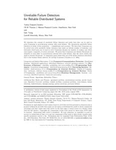 Distributed algorithm / Distributed computing / Chandra–Toueg consensus algorithm / Fault-tolerant computer systems / Consensus / Atomic broadcast
