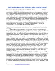 Southern Campaign American Revolution Pension Statements & Rosters Pension application of Thomas Bowls (Bowles) W5857 Nancy fn68NC Transcribed by Will Graves[removed]