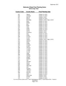 Kansas Wheat Final Planting Dates