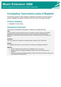 Music Extension 2008: Sample assessment instrument and student responses