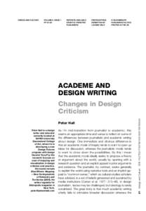 DESIGN AND CULTURE  VOLUME 5, ISSUE 1 PP 21–28  REPRINTS AVAILABLE