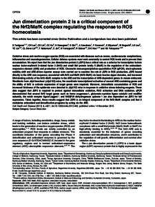 Jun dimerization protein 2 is a critical component of the Nrf2&sol;MafK complex regulating the response to ROS homeostasis