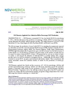 13-9  July 26, 2013 NGVAmerica Applauds Sen. Inhofe for Bill to Encourage NGV Production  WASHINGTON, D.C. – NGVAmerica commended U.S. Sen. Jim Inhofe (R-OK) for introducing