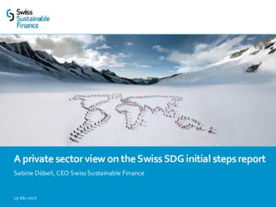 A private sector view on the Swiss SDG initial steps report Sabine Döbeli, CEO Swiss Sustainable Finance 19 July 2016  Clear roadmap for a long journey