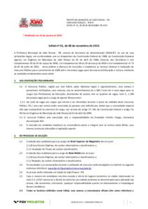 PREFEITURA MUNICIPAL DE JOÃO PESSOA – PB CONCURSO PÚBLICO – PEB-JP. EDITAL N° 01, DE 08 DE NOVEMBRO DE 2013 * Retificado em 16 de janeiro de 2014