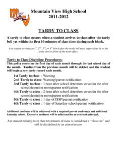 Tardy / School discipline / Academic term