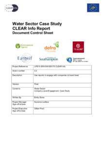 Water Sector Case Study CLEAR Info Report Document Control Sheet Project Reference