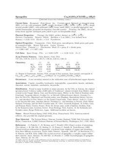 Spangolite  Cu6 Al(SO4 )Cl(OH)12 • 3H2 O