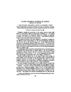 PLASMA POTASBIUM CONTENT OF CARDIAC BLOOD AT DEATH’ JOHN SCUDDER, MARGARET E. SMITH AND CHARLES R. DREW From the Departmcnk of Surgical Pdhdogg and Surgery of Columbia Uniwmity, Collsge oj P h y r e a m and Surgeom, an