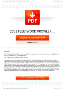 BOOKS ABOUT 2001 FLEETWOOD PROWLER TRAILER OWNERS MANUALS  Cityhalllosangeles.com 2001 FLEETWOOD PROWLER ...