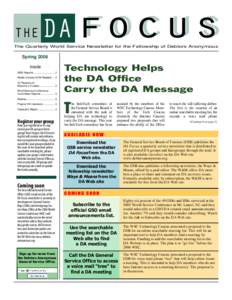 THE  focus DA focus  The Quarterly World Service Newsletter for the Fellowship of Debtors Anonymous