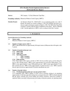 EPA Flexible Permit Implementation Review: 3M Permit Review Report Source:  3M Company - St. Paul, Minnesota Tape Plant