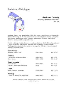 Archives of Michigan  Jackson County County Research Guide: No. 38