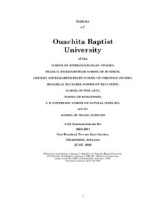 Bulletin of Ouachita Baptist University of the