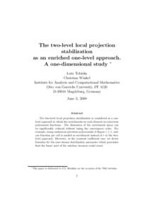 The two-level local projection stabilization as an enriched one-level approach. A one-dimensional study ∗ Lutz Tobiska Christian Winkel