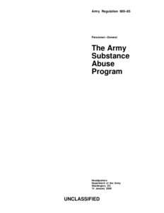 Army Regulation 600–85  Personnel—General The Army Substance