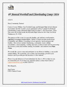 4th Annual Football and Cheerleading Camp[removed]Dear Community Partners