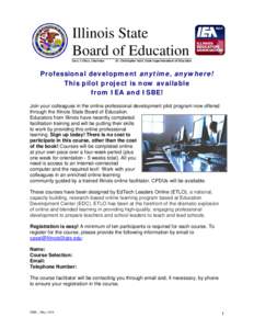 ISBE and IEA Online Professional Development Pilot