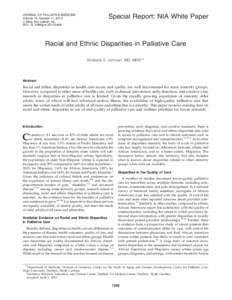 JOURNAL OF PALLIATIVE MEDICINE Volume 16, Number 11, 2013 ª Mary Ann Liebert, Inc. DOI: [removed]jpm[removed]Special Report: NIA White Paper