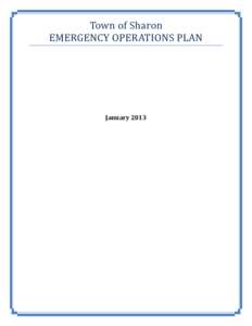 Town of Sharon EMERGENCY OPERATIONS PLAN January 2013  TOWN OF SHARON