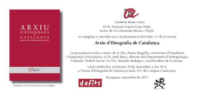 ARXIU  d’etnogRAfIA El Dr. Francesc Xavier Grau Vidal, rector de la Universitat Rovira i Virgili,