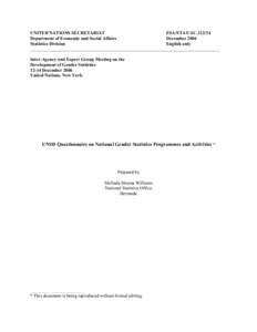 UNITED NATIONS SECRETARIAT ESA/STAT/AC[removed]Department of Economic and Social Affairs December 2006 Statistics Division English only