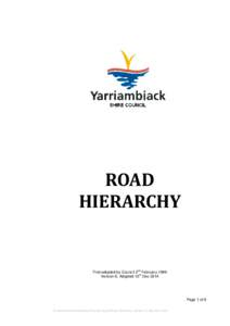 Microsoft Word - Road Hierarchy, Version 8, May 2014.doc