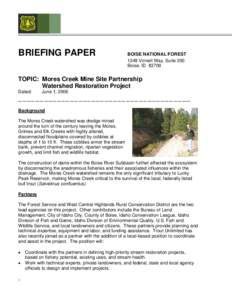 BRIEFING PAPER  BOISE NATIONAL FOREST 1249 Vinnell Way, Suite 200 Boise, ID 83709