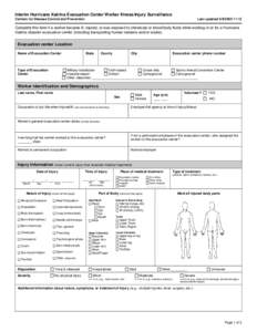 Interim Hurricane Katrina Evacuation Center Worker Illness/Injury Surveillance