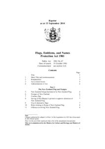 Reprint as at 13 September 2014 Flags, Emblems, and Names Protection Act 1981 Public Act