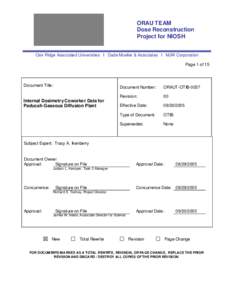 ORAU TEAM Dose Reconstruction Project for NIOSH Oak Ridge Associated Universities I Dade Moeller & Associates I MJW Corporation Page 1 of 15