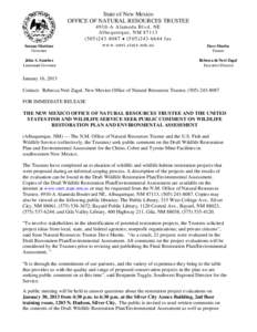 State of New Mexico OFFICE OF NATURAL RESOURCES TRUSTEE Susana Martinez Governor