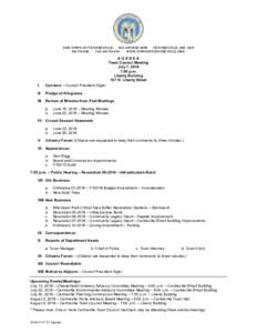 THE TOWN OF CENTREVILLE 101 LAWYERS ROW CENTREVILLE, MD1180 FAXWWW.TOWNOFCENTREVILLE.ORG  AGENDA