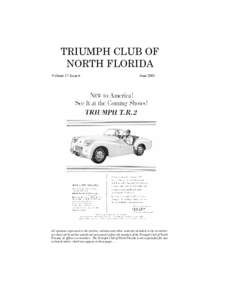 TRIUMPH CLUB OF NORTH FLORIDA Volume 17 Issue 6 June 2005