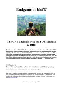 Microsoft Word[removed]Endgame or bluff -UN's dilemma with the FDLR in DRC_Schlindwein Johnson