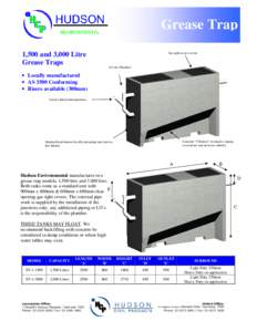 Grease Trap 1,500 and 3,000 Litre Grease Traps Gas tight access covers